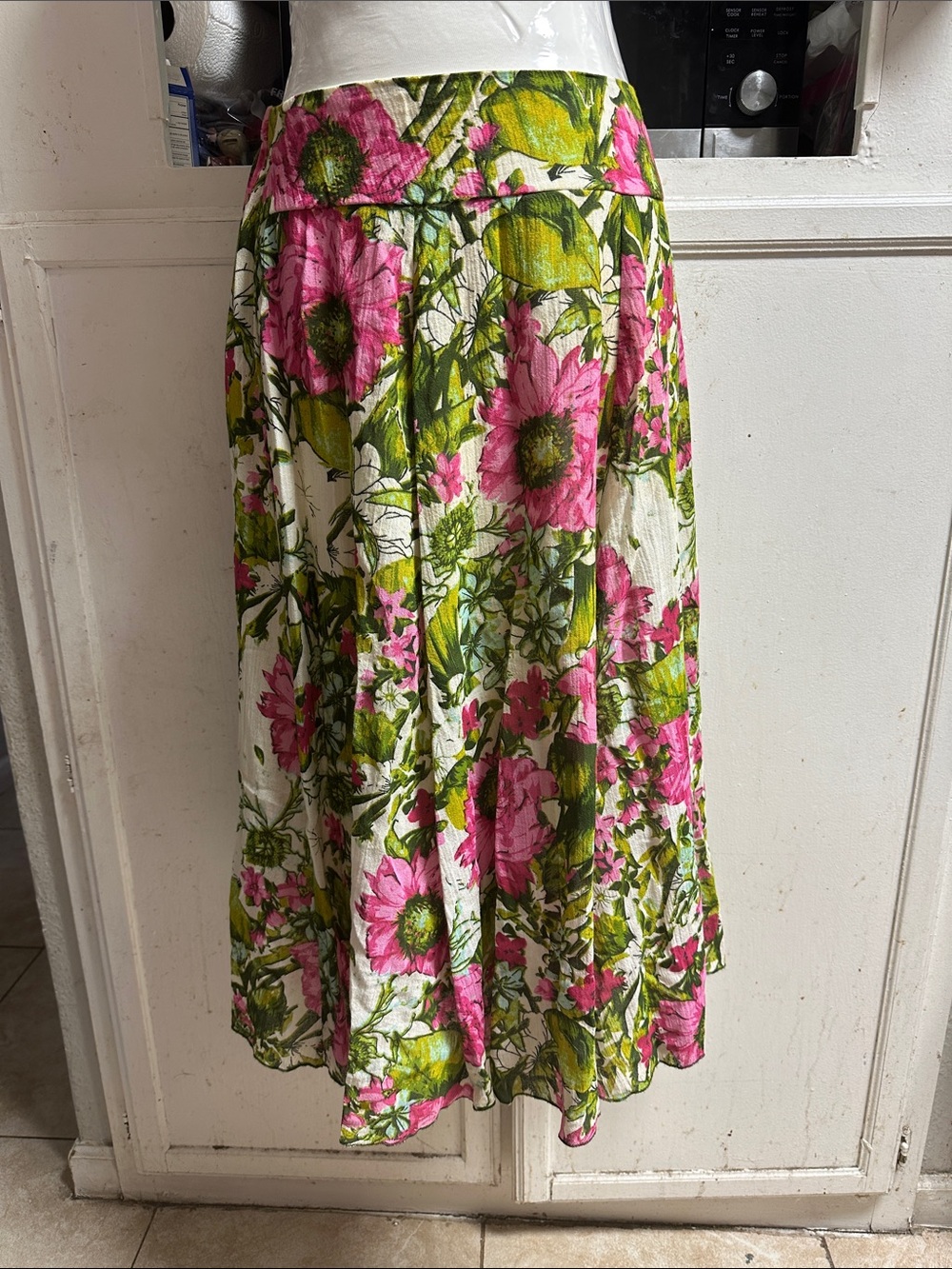 Laura Scott Floral Circle Skirt in Pink and Green
